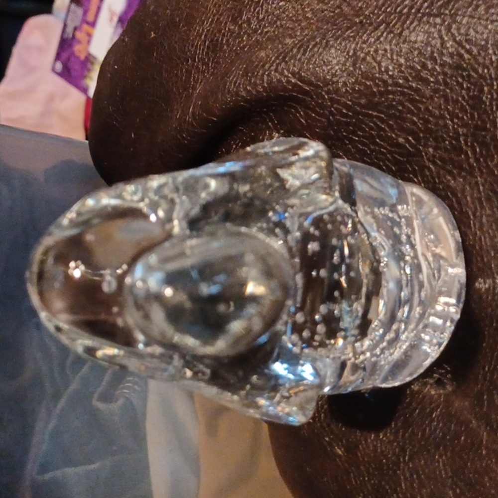Vintage art glass dog paper weight with tiny bubbles